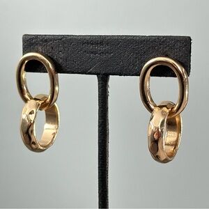 Chunky Gold Plate Hammered Texture Hoop Post Earrings Clean Girl Y2K McBling Y2K